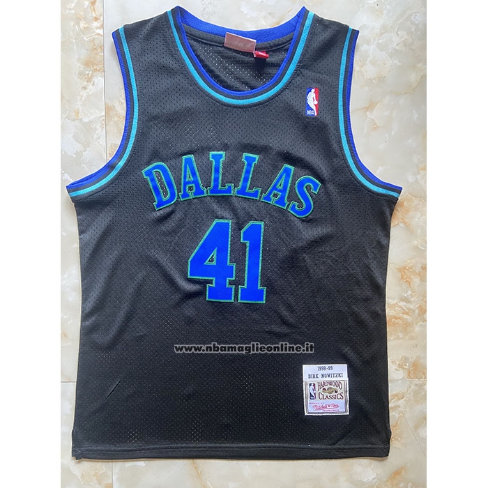 Maglia Bambino Dallas Mavericks Dirk Nowitzki #41 Mitchell & Ness 1998-99 Nero